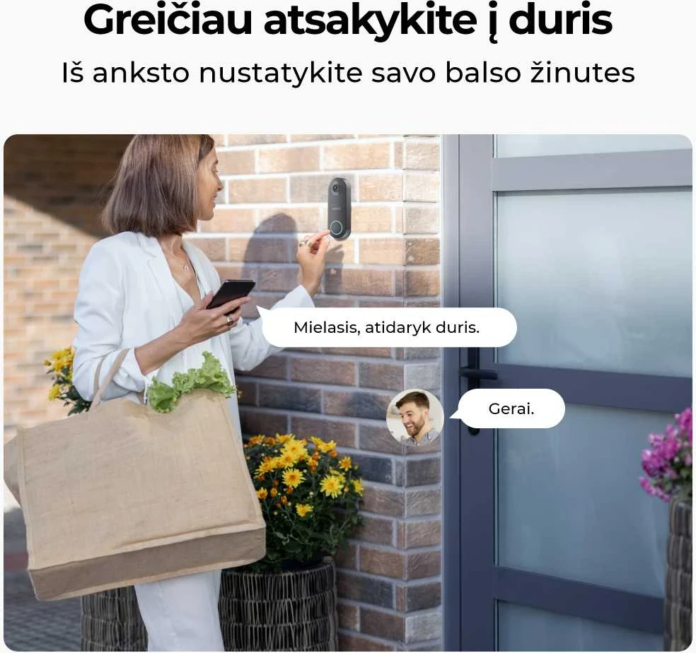 Išmanusis durų skambutis Reolink D340W su vaizdo funkcija