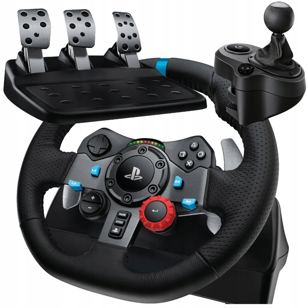 Logitech G29 SE Driving Force žaidimų vairas su pedalais, su „Force Feedback“ technologija + Logitech G Driving Force pavarų perjungimo svirtis, skirta PS5, PS4 ir PC (991-000557)