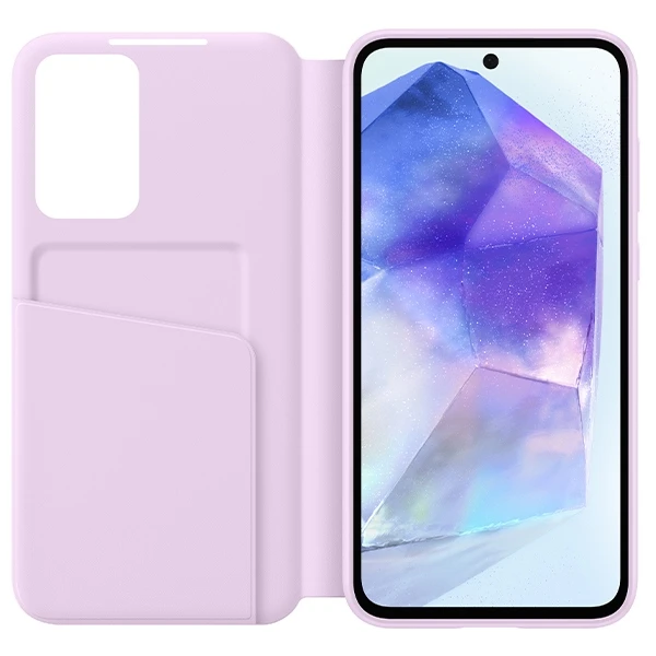 ZA556CVEGWW „Smart View“ piniginės dėklas, skirtas „Samsung Galaxy A55“, levandų spalvos (levandų spalvos)