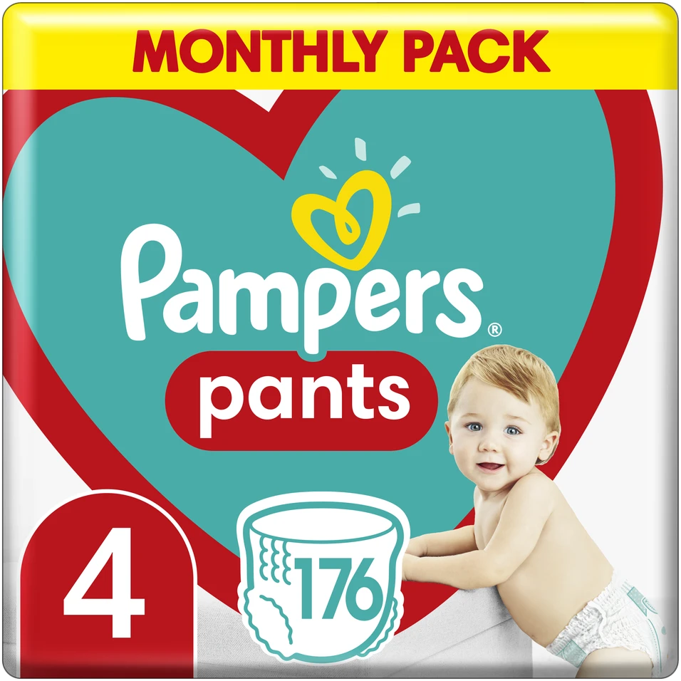 Sauskelnės-kelnaitės Pampers Pants, 4 Dydis, 9–15kg, 176 vnt.