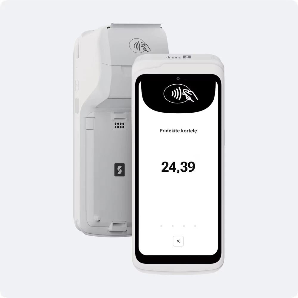 SumUp Terminal du įrenginiai su ekrano rodiniu
