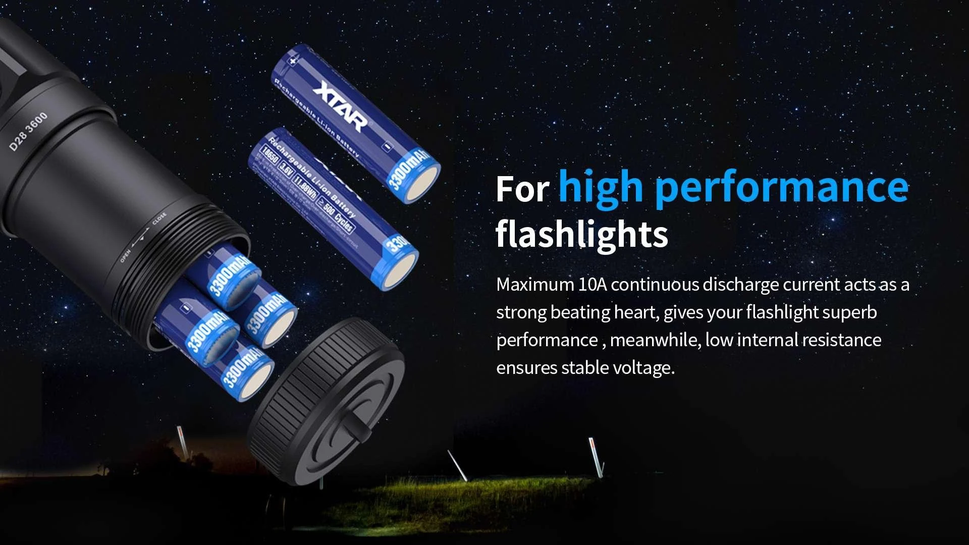 Xtar 3300mAh 3,6V 18650 akumuliatorius su PCB