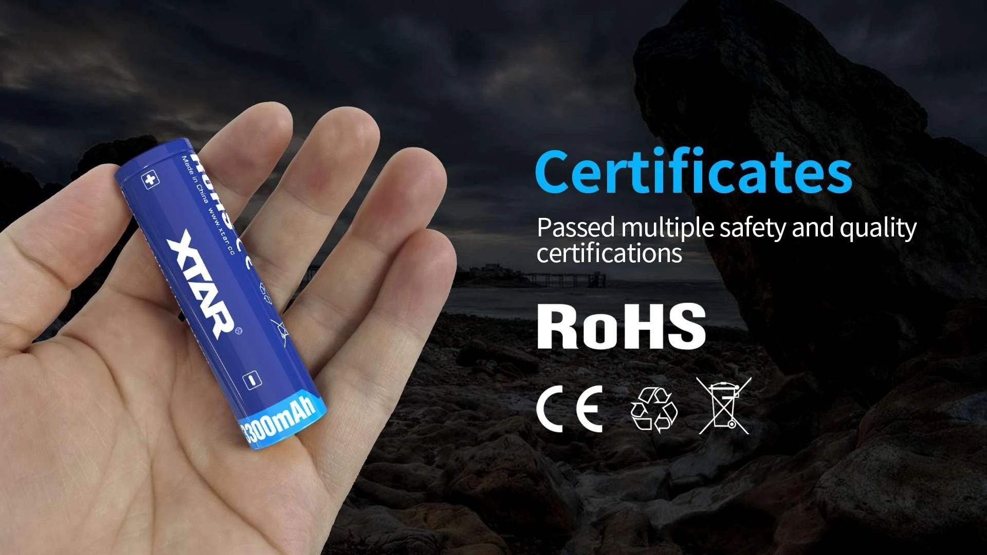Xtar 3300mAh 3,6V 18650 akumuliatorius su PCB
