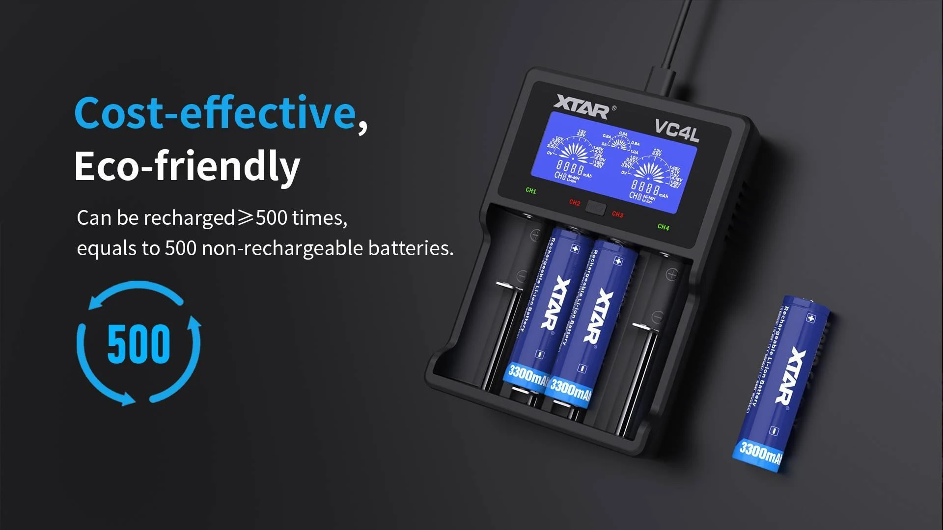 Xtar 3300mAh 3,6V 18650 akumuliatorius su PCB