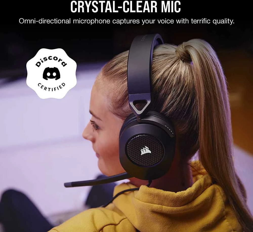 Žaidimų ausinės Corsair HS80 RGB Carbon, Juodos