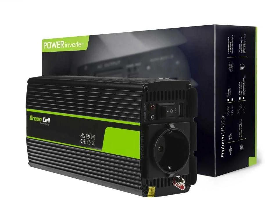 Green Cell Žalias Cell Žalias CELL automobilio maitinimo keitiklis 12V į 230V 500W/1000W