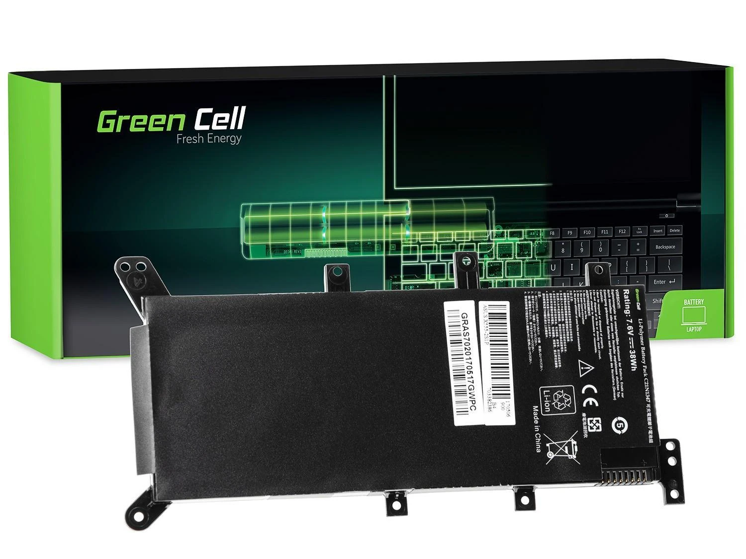 GREENCELL AS70 Baterija C21N1347, skirta Asus A555 A555L F555 F555L F555LD K555 K555L K55