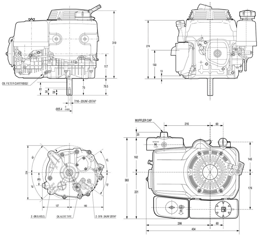 Benzininis variklis HONDA GXV390 DNE5 25,4 x 79,5mm
