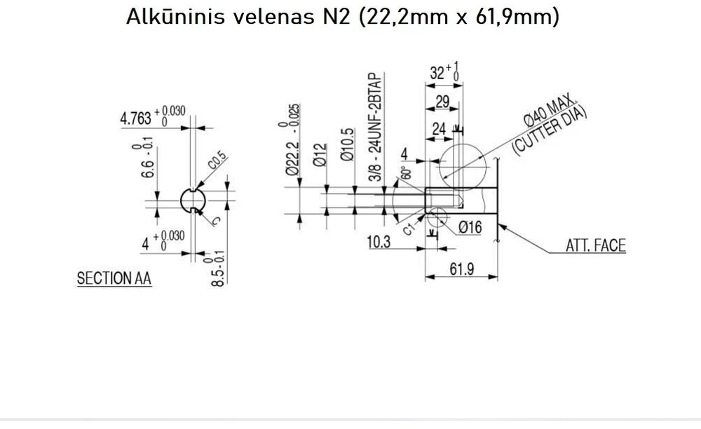 Honda GCV200 N2EW 22,2 x 61,9mm