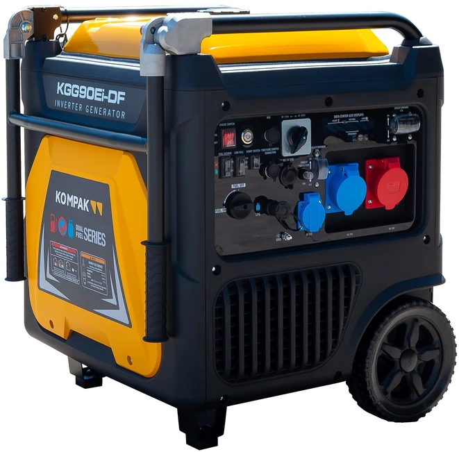 Itcpower Kompak KGG90Ei-DF dvikuris trifazis inverterinis generatorius su ATS – 8,9 kW, 400/230V, benzinas / dujos