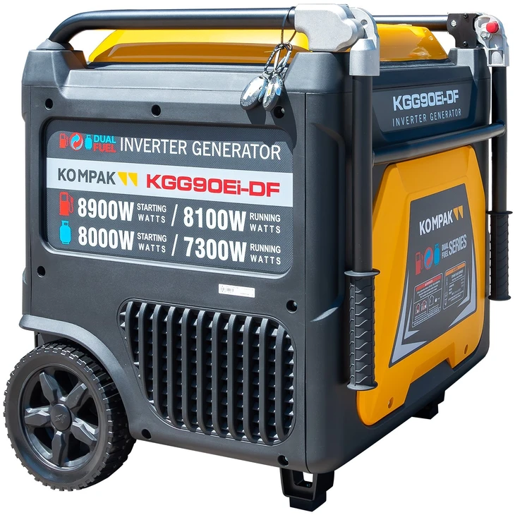 Itcpower Kompak KGG90Ei-DF dvikuris trifazis inverterinis generatorius su ATS – 8,9 kW, 400/230V, benzinas / dujos