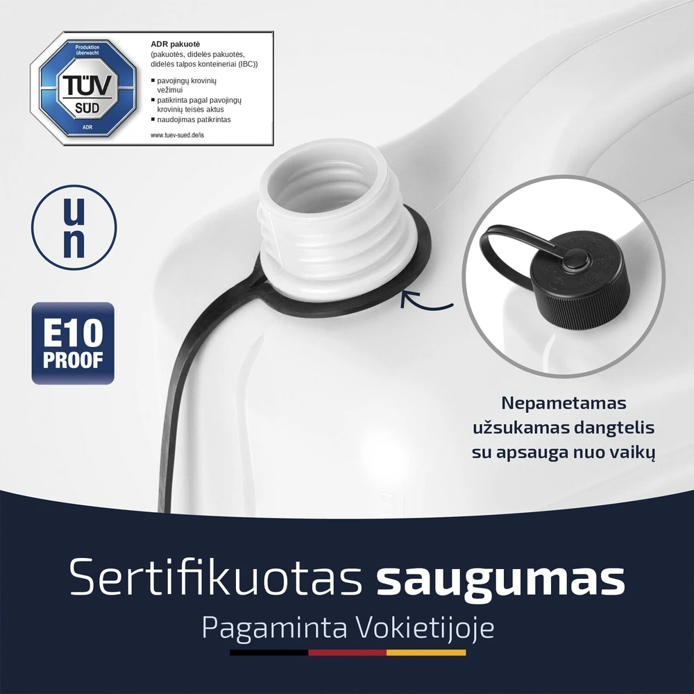 Plastikinis kuro bakelis 5 L hünersdorff, permatomas (UN, E10)