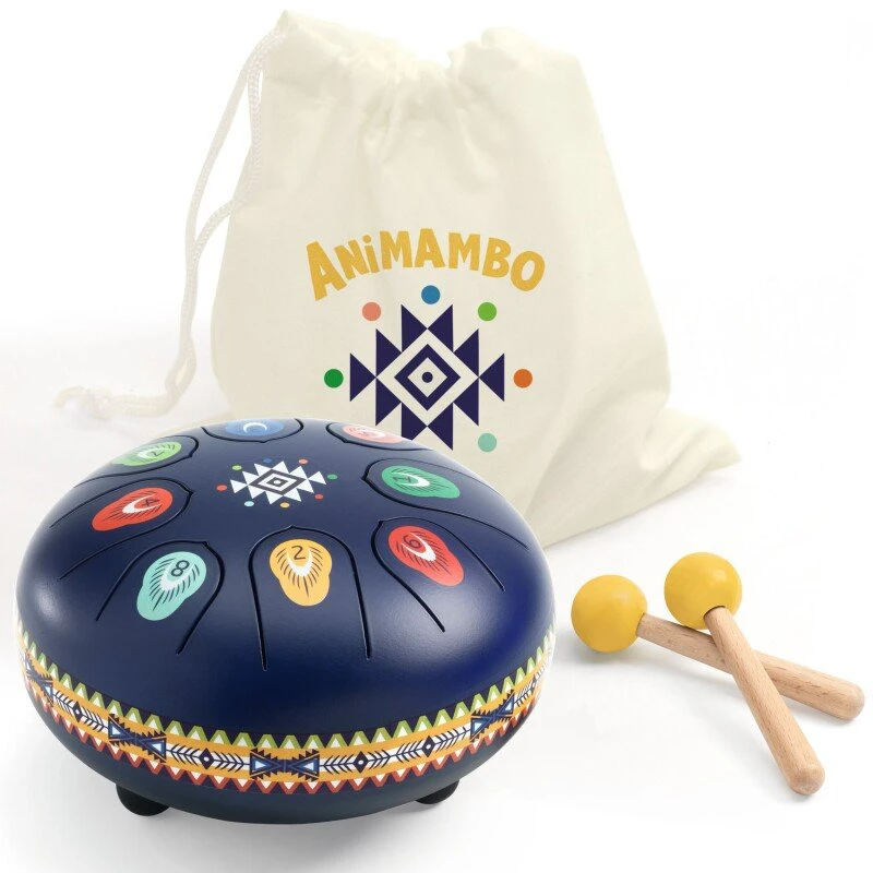 Djeco Animambo Muzikinis instrumentas - Mėlynas metalinis būgnas (8 natos)