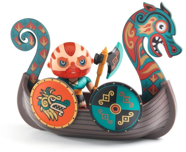 Djeco Arty Toys figūrėlės - Vikingai - Vikingas Drak ir Drakono valtis