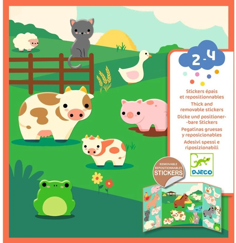 Djeco Daugkartiniai lipdukai mažiesiems - Ūkio gyvūnai