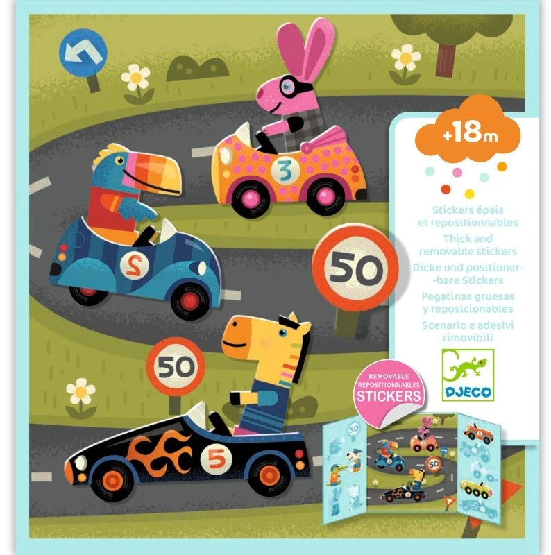 Djeco Daugkartiniai lipdukai mažiesiems - Automobiliai ( DJ09073 )