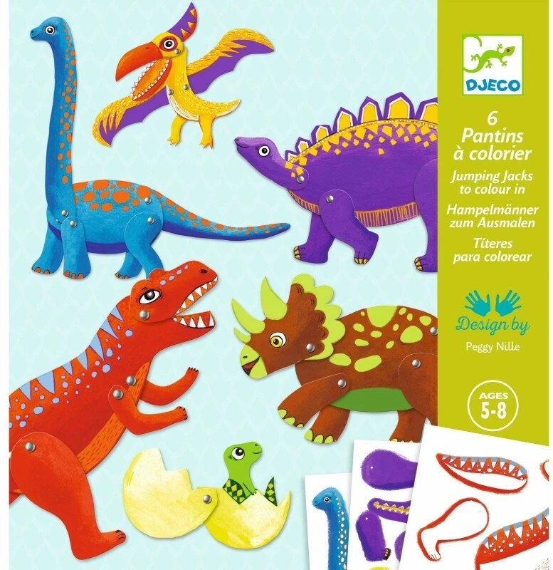 Djeco Kūrybinis rinkinys lėlės-marionetės - Dinozaurai (6 vnt.) ( DJ09680 )