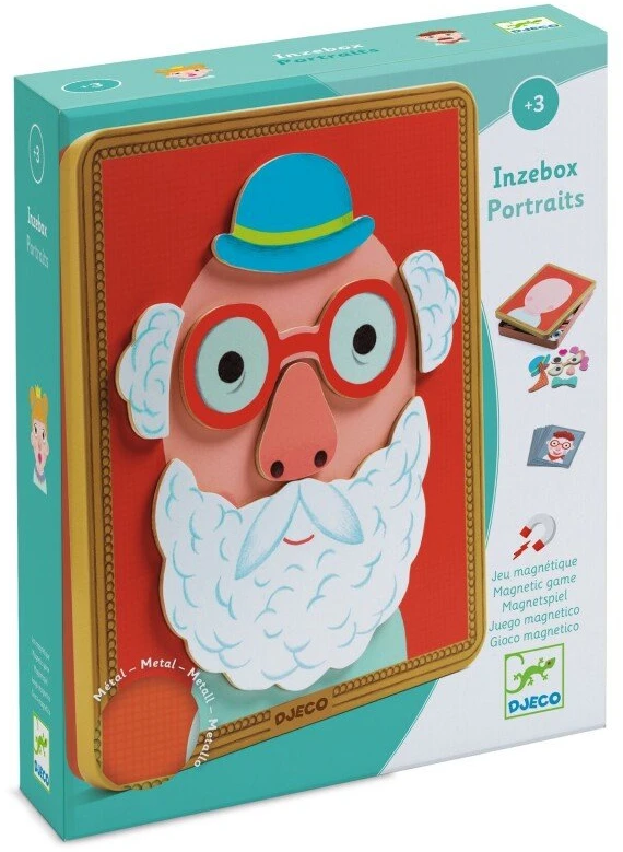 Djeco Mediniai magnetai ir metalinė dėžutė - Portretai