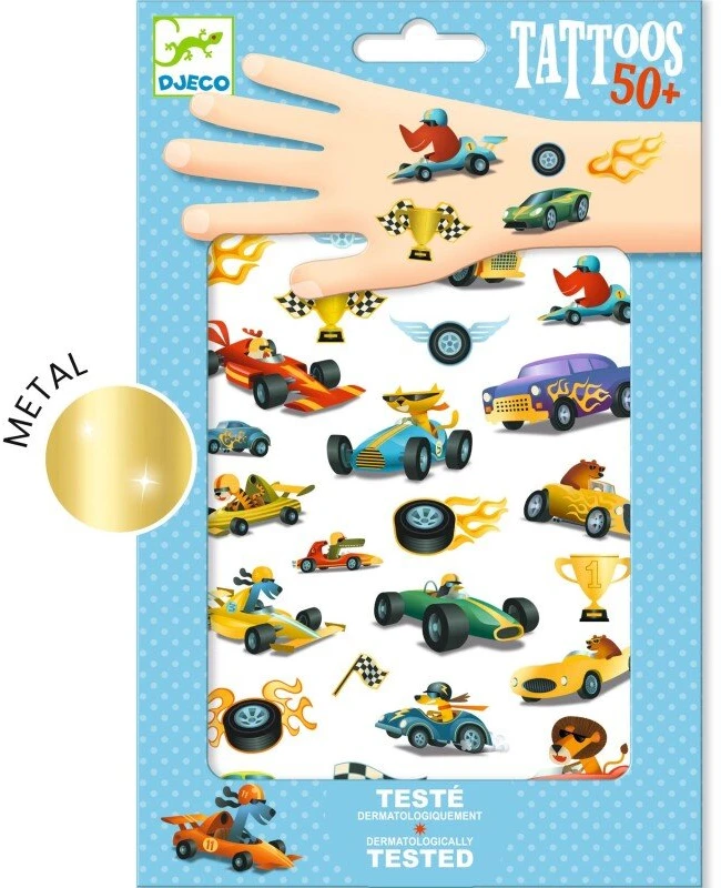 Djeco Tatuiruotės - Greiti automobiliai (50+ tatuiruočių)