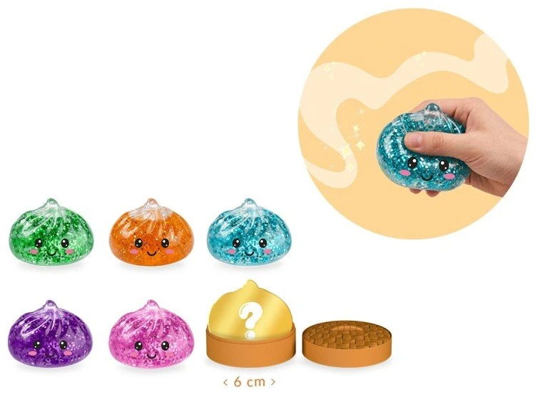 Trendhaus Antistresinis žaislas – Blizgantis koldūnas (Ø 6,5 cm) (1 „Mystery Box“, 6 dizainai)