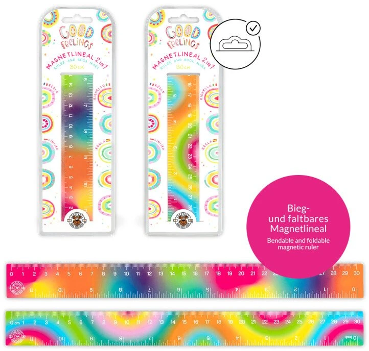 Trendhaus Good Feelings – Magnetinė sulankstoma liniuotė (30 cm) (1 vnt., 2 dizainai)
