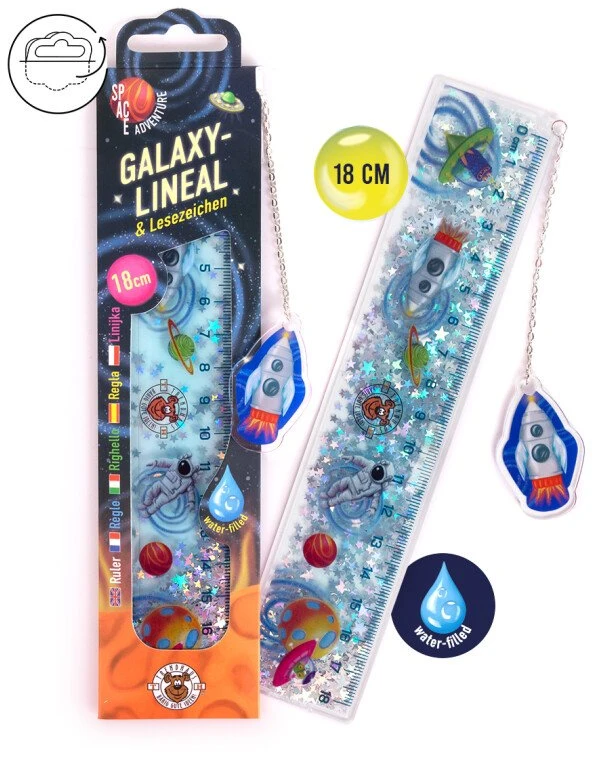 KNYGA Trendhaus Space Adventure - Kosminė liniuotė ir knygos skirtukas (18 cm) ( TH962454 )