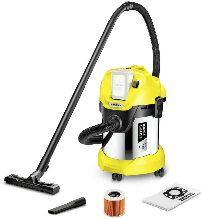 Drėgno ir sauso valymo dulkių siurblys Kärcher WD 3 Battery Premium, be akumuliatoriaus ir kroviklio 1.629-950.0