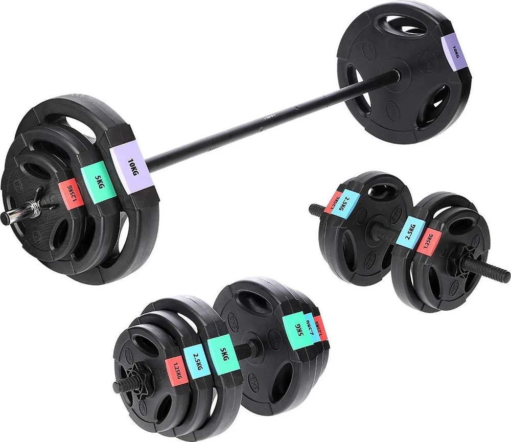 3 dalių hantelių ir štangų rinkinys HMS SGSP60 62kg