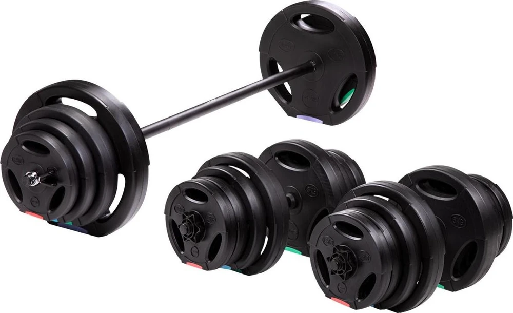 3 dalių hantelių ir štangų rinkinys HMS SGSP60 62kg