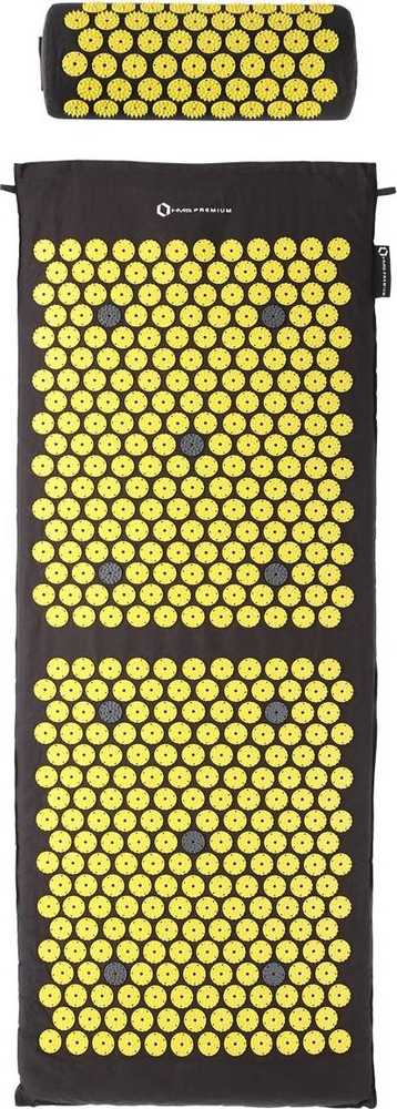 Masažinio akupresūros kilimėlio ir pagalvėlės rinkinys HMS Premium AKM04, juodas
