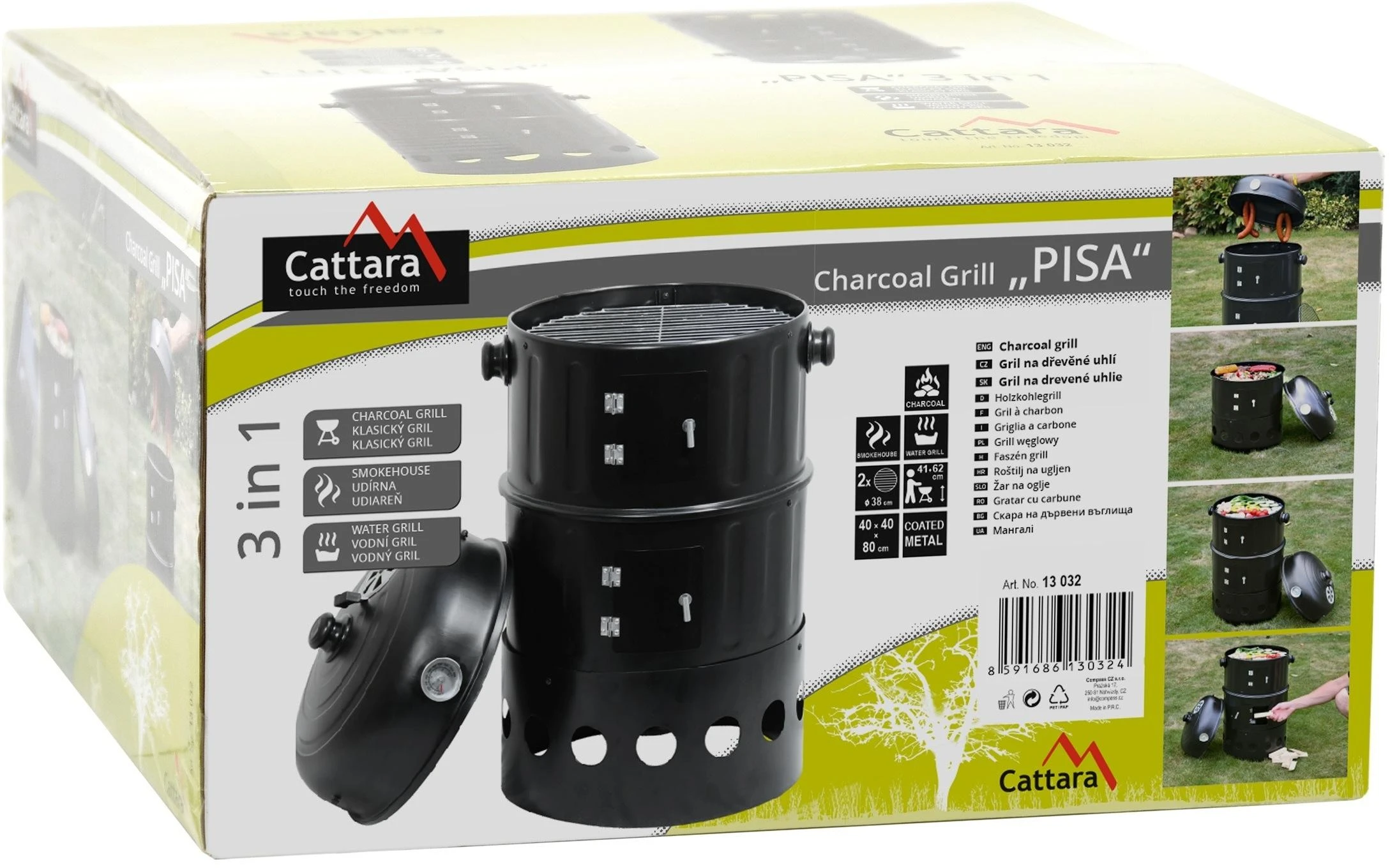 Anglies grilis-rūkykla 3in1 Cattara Pisa 40 cm