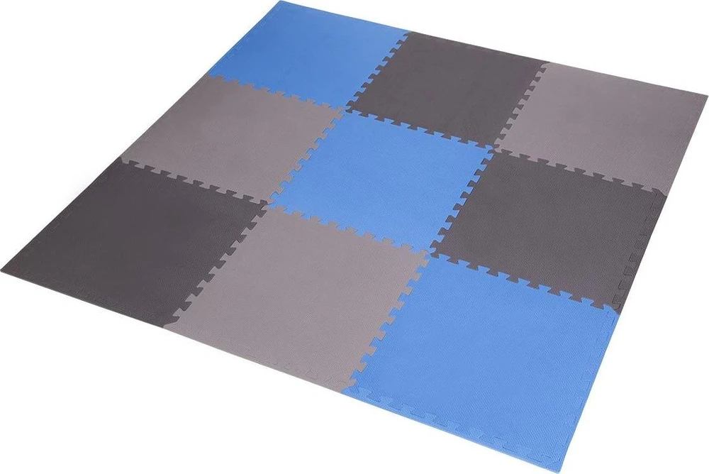 One Fitness Sudedamas kilimėlis treniruotėms HMS MP10 ,šviesiai pilkas-mėlynas-tamsiai pilkas, 60x60x1.0 cm, 9 dalių