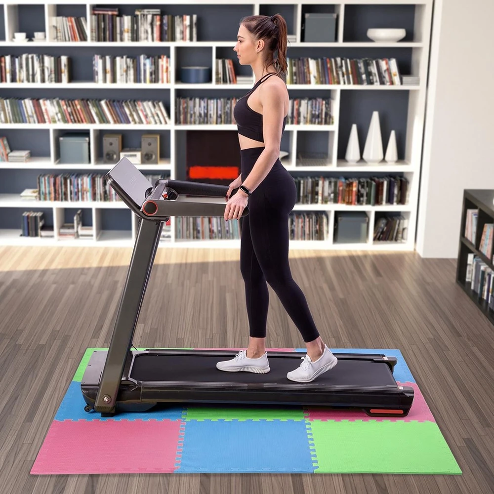 Sudedamas kilimėlis treniruotėms One Fitness MP10 žalias-mėlynas-raudonas, 60x60x1.0cm (9 dalių)