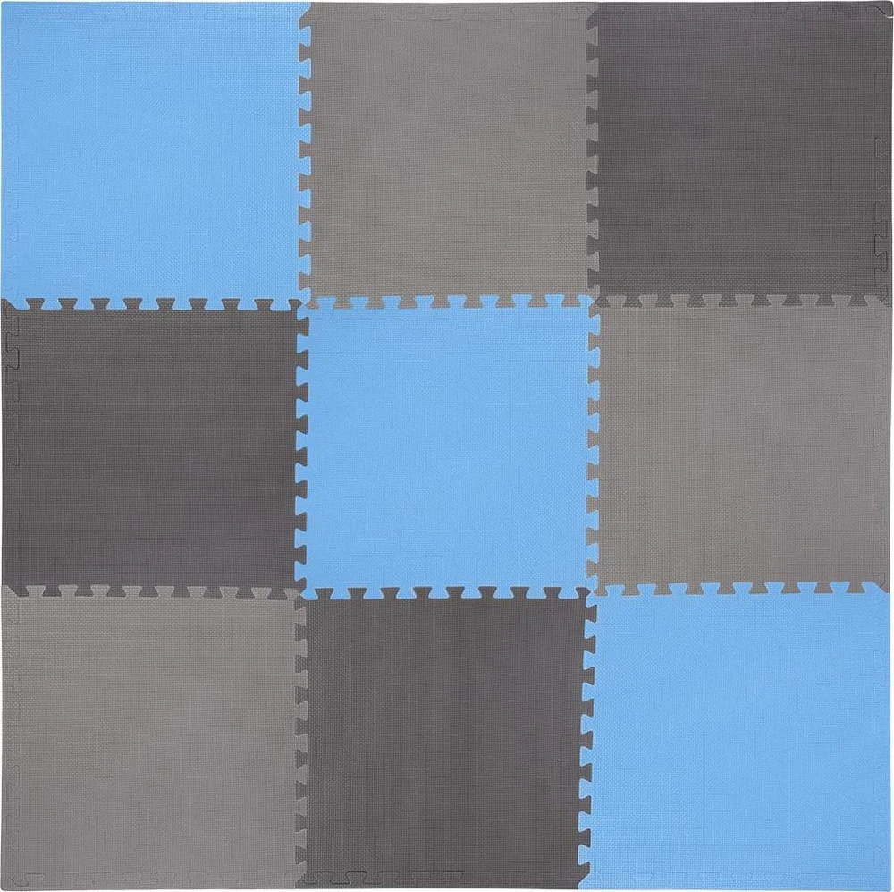 One Fitness Sudedamas kilimėlis treniruotėms HMS MP10 ,šviesiai pilkas-mėlynas-tamsiai pilkas, 60x60x1.0 cm, 9 dalių