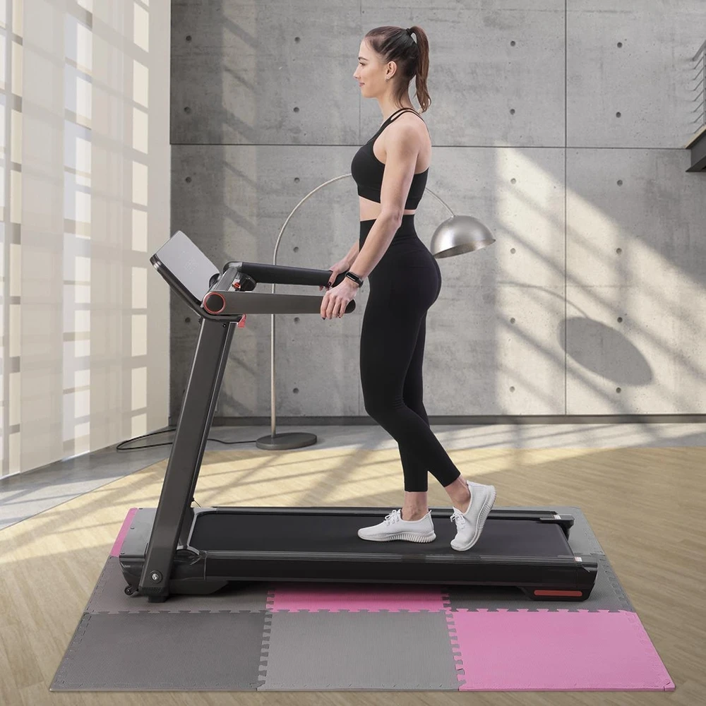 One Fitness Sudedamas kilimėlis treniruotėms HMS MP10 šviesiai pilkas-rožinis-tamsiai pilkas, 60x60x1.0cm (9 dalių)