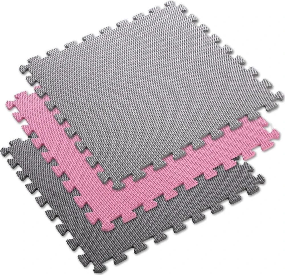 One Fitness Sudedamas kilimėlis treniruotėms HMS MP10 šviesiai pilkas-rožinis-tamsiai pilkas, 60x60x1.0cm (9 dalių)