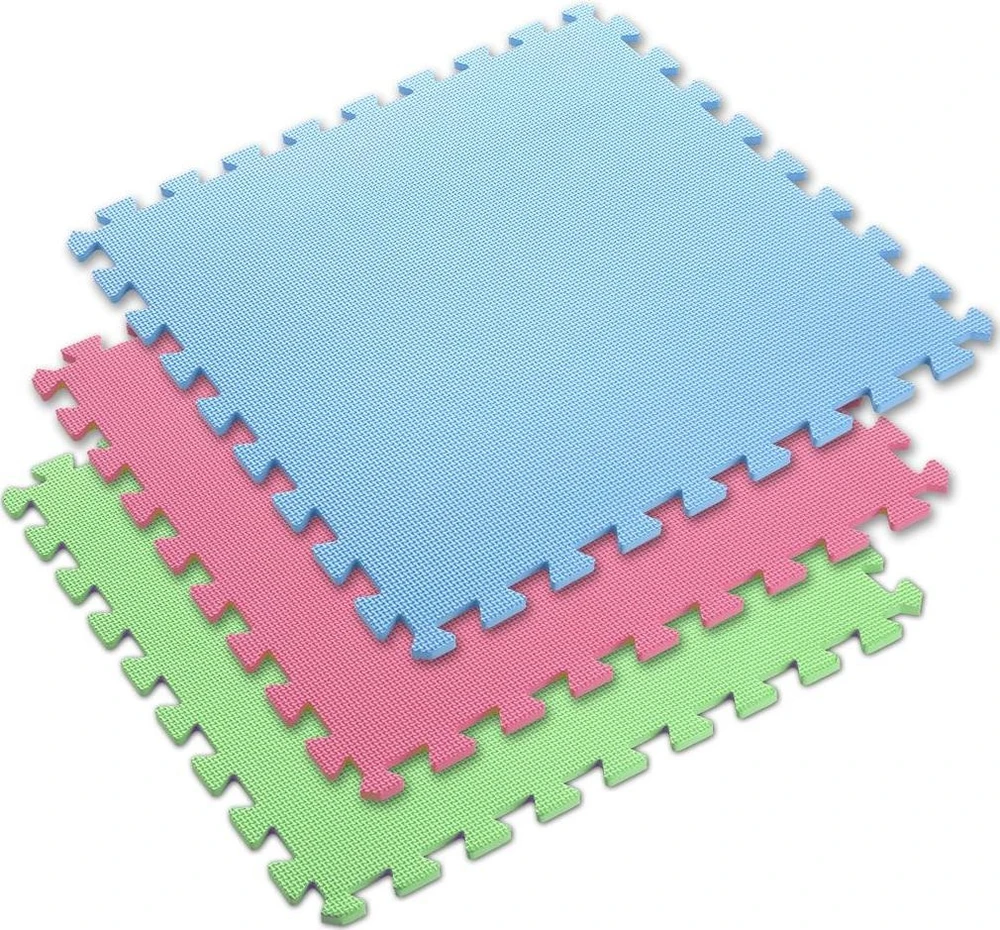 Sudedamas kilimėlis treniruotėms One Fitness MP10 žalias-mėlynas-raudonas, 60x60x1.0cm (9 dalių)