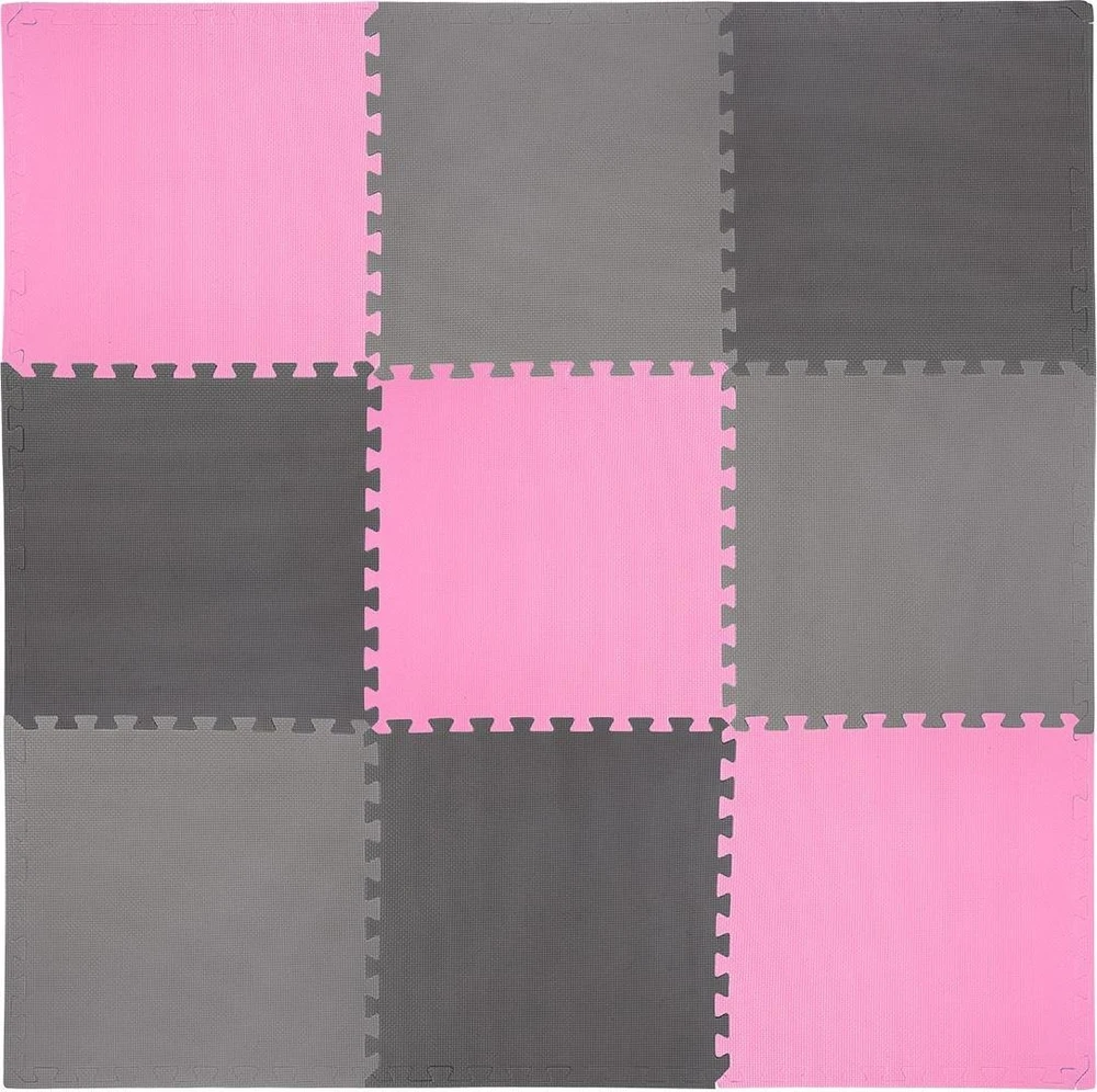 One Fitness Sudedamas kilimėlis treniruotėms HMS MP10 šviesiai pilkas-rožinis-tamsiai pilkas, 60x60x1.0cm (9 dalių)