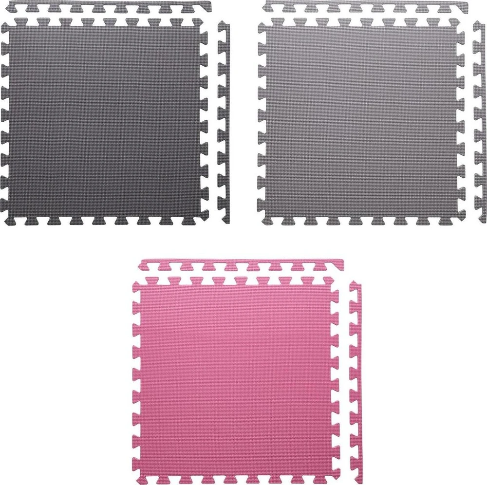 One Fitness Sudedamas kilimėlis treniruotėms HMS MP10 šviesiai pilkas-rožinis-tamsiai pilkas, 60x60x1.0cm (9 dalių)