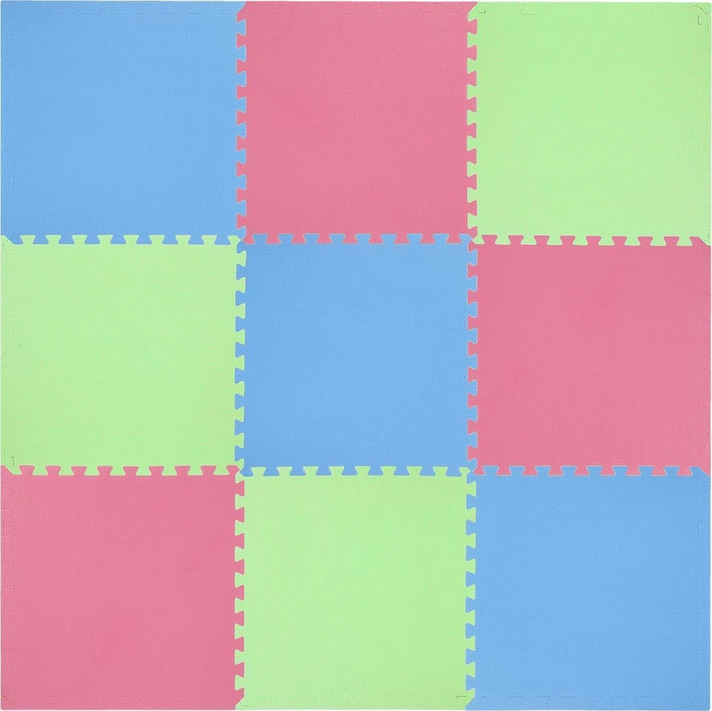Sudedamas kilimėlis treniruotėms One Fitness MP10 žalias-mėlynas-raudonas, 60x60x1.0cm (9 dalių)