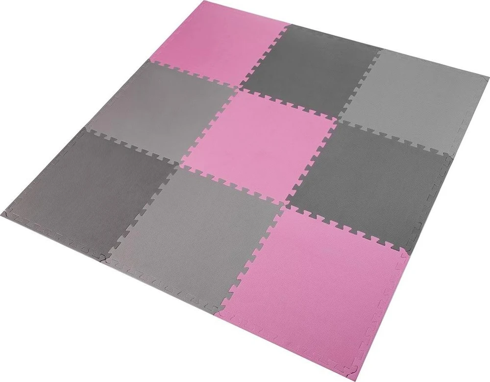 One Fitness Sudedamas kilimėlis treniruotėms HMS MP10 šviesiai pilkas-rožinis-tamsiai pilkas, 60x60x1.0cm (9 dalių)