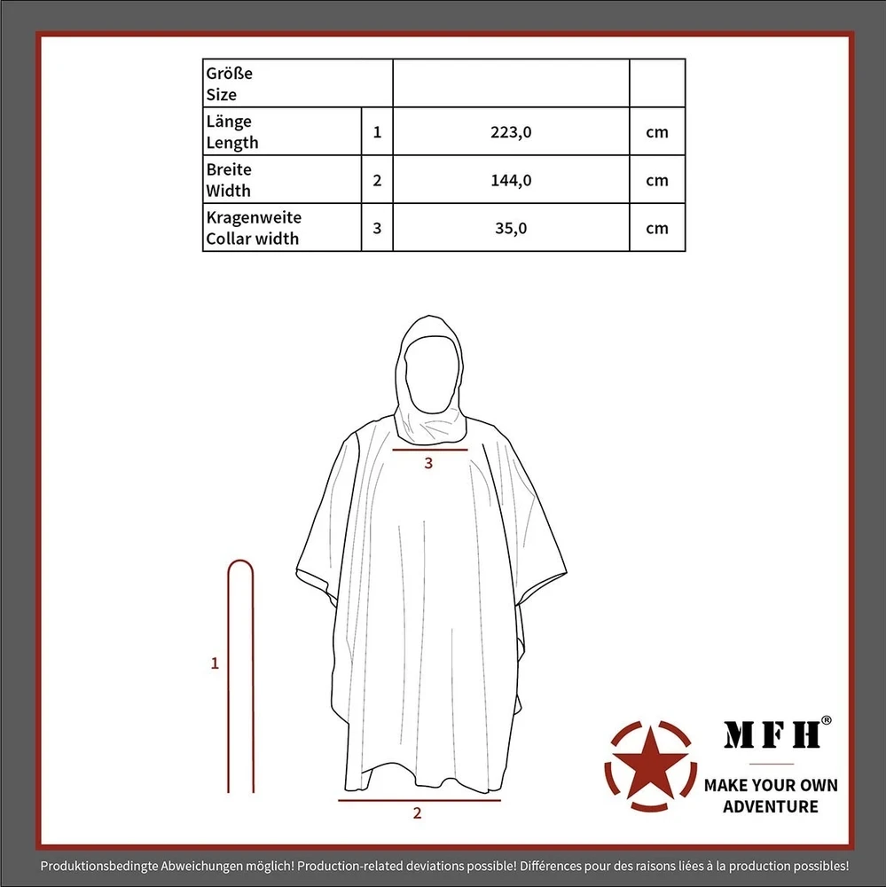 MFH Rip Stop lietpaltis-poncho - BW Camo