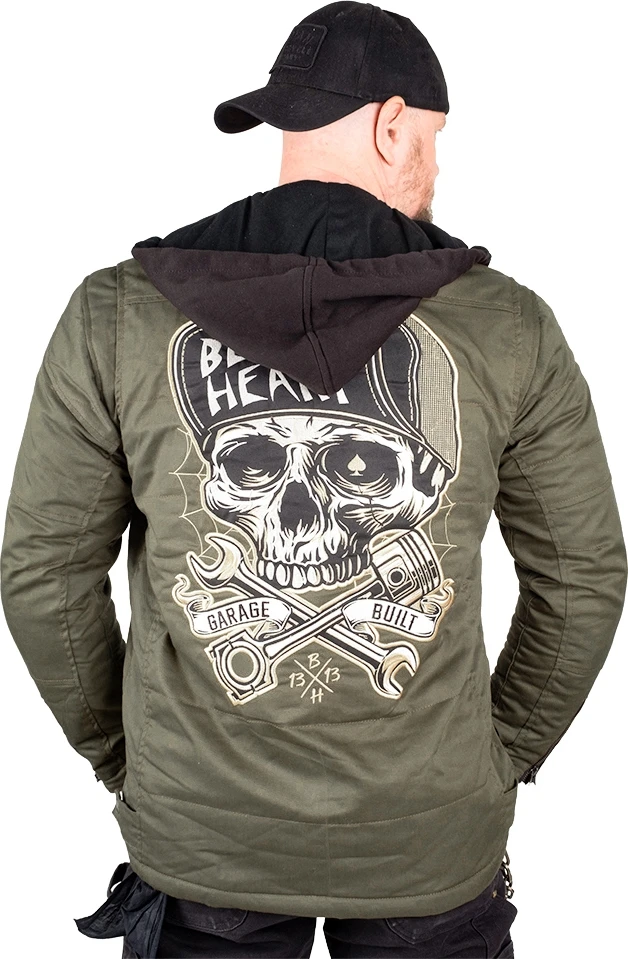 Vyriška aramido pluoštu sutvirtinta striukė W-TEC Juodas Heart Hat Skull
