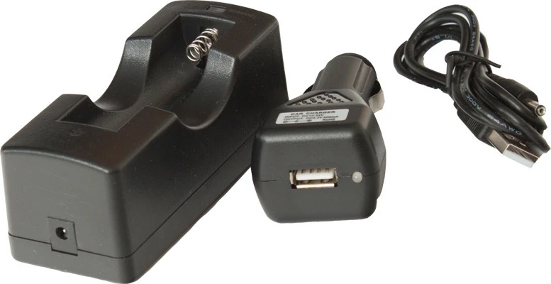 Yate automobilinis kroviklis Li-ion 18650 baterijoms su USB kabeliu