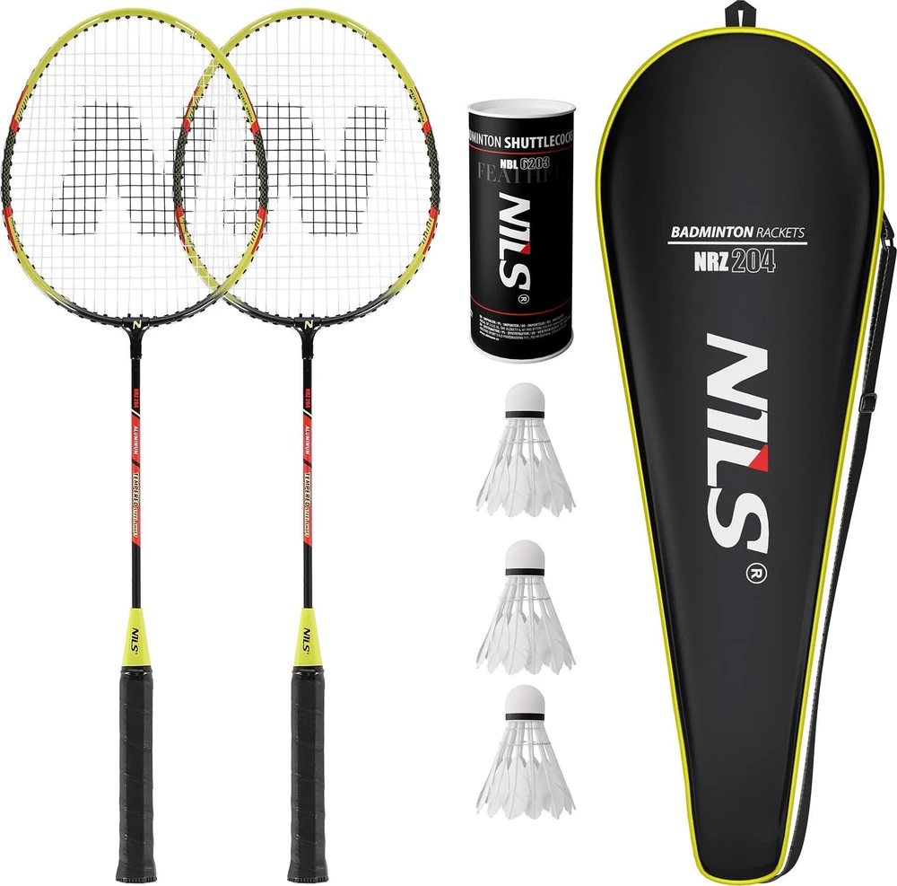 Badmintono raketės NRZ204-1 aliuminis + 3 plunksniniai voleniai + NILS dėklas