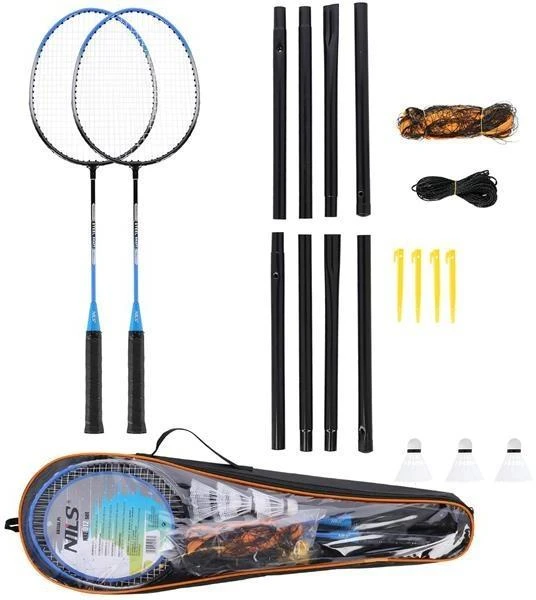 Nils Extreme Badmintono rinkinys Nils NRZ012, plienas, 2 raketės, 3 badmintono plunksniukai, tinklas 195 x 22 cm, dėklas