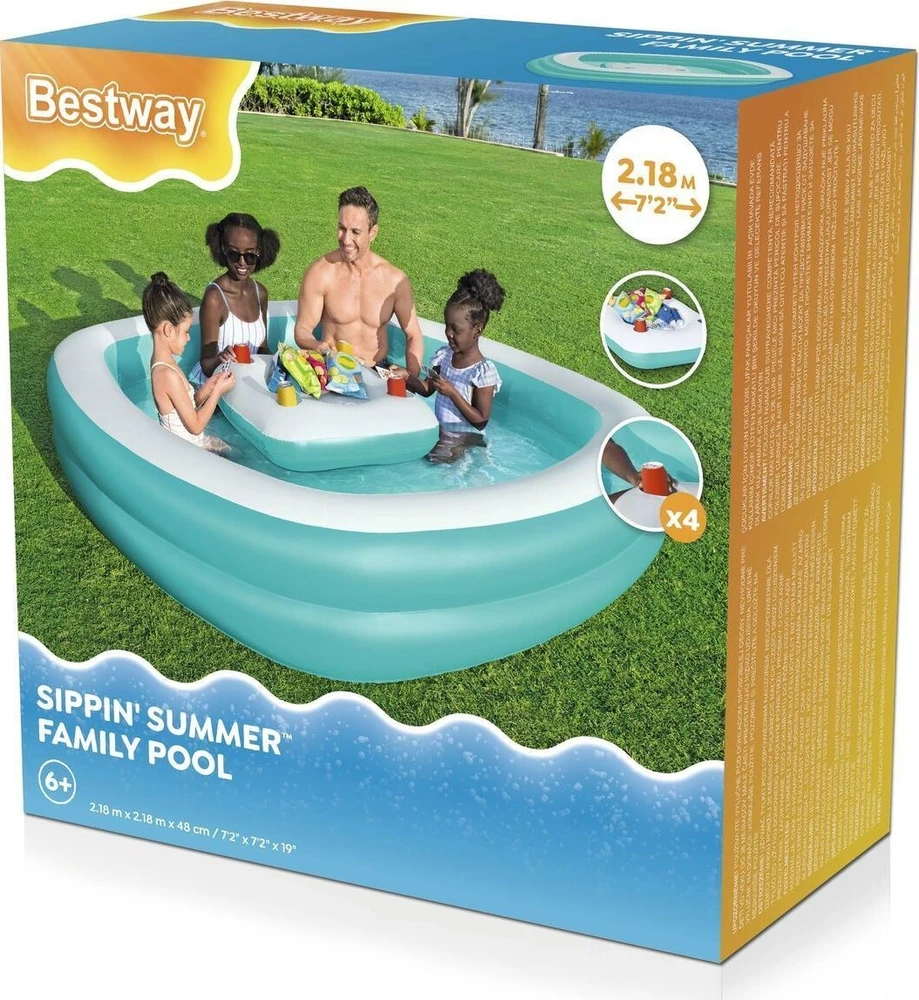 Baseinas 218x218x48cm + BESTWAY plaukiojantis stalas