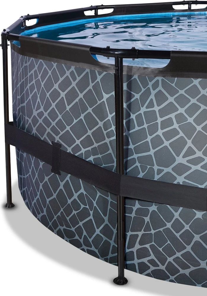 EXIT Stone baseinas ø427x122 cm su filtravimo siurbliu ir kopėčiomis – pilkas