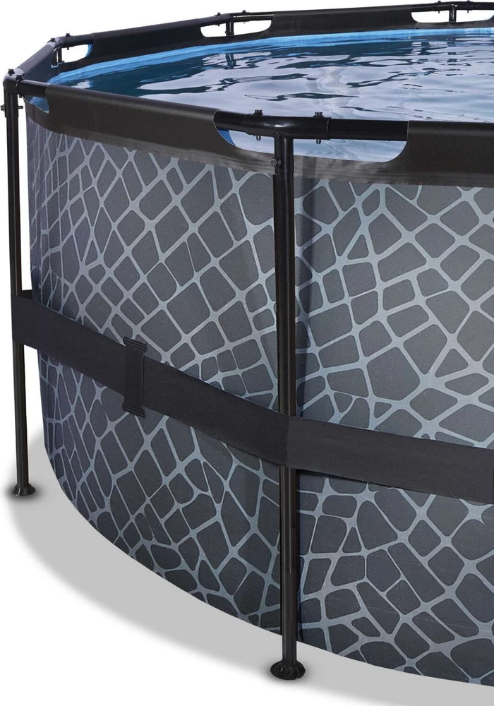 EXIT Stone baseinas ø427x122 cm su filtravimo siurbliu ir kopėčiomis – pilkas
