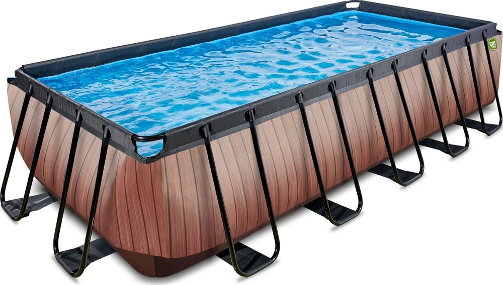 EXIT medinis baseinas 540x250x122 cm su filtravimo siurbliu, rudas